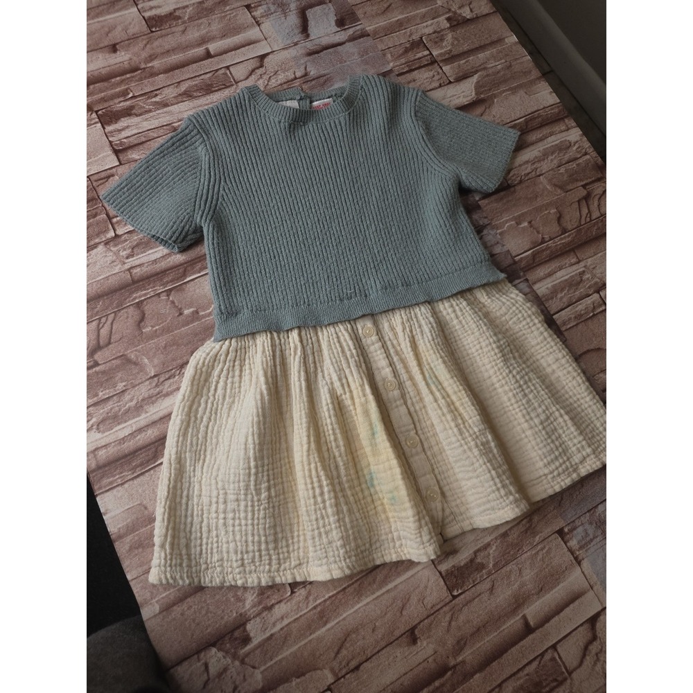 Zara Toddler Girl Sweater And Muslin Dress, Blue, Size 2-3 EUC!